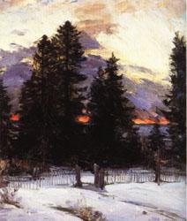 Abram Arkhipov Sunset on a Winter Landscape Sweden oil painting art